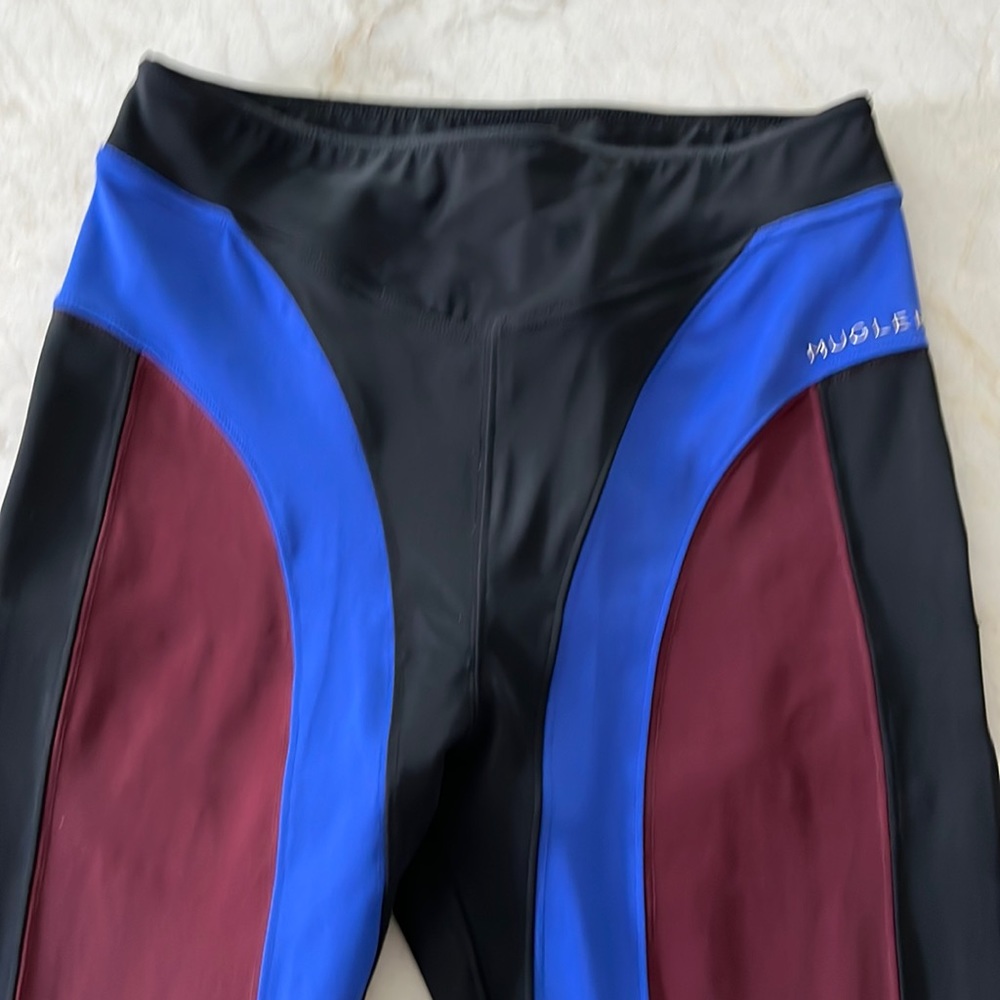 H&M x MUGLER Spiral blue pant legging size 8